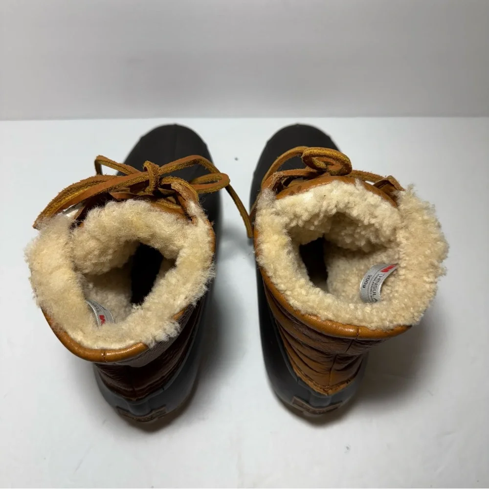New Sperry Women's Saltwater Tan /Black  Winter Luxe Leather Duck Boot Size 6